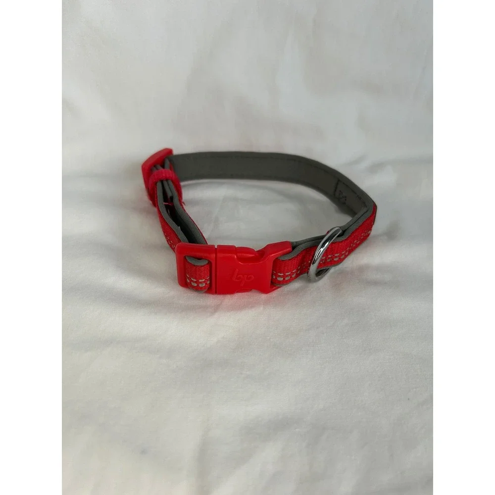 Blueberry‎ Pet Red Adjustable Dog Collar Sz S 3/4 wide Reflective 3M Thread
